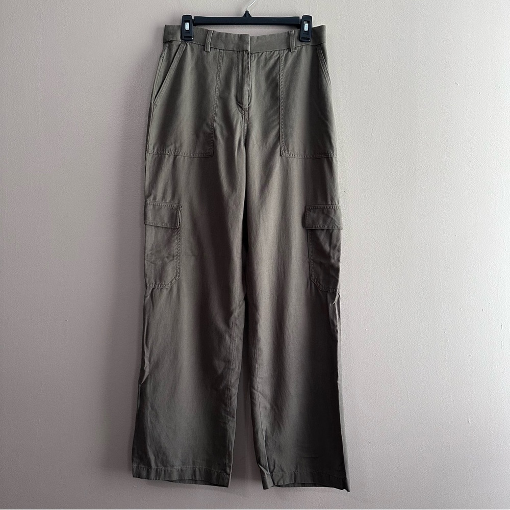 Express Olive Green Wide Leg High Rise Cargo Pants Womens 8 Lightweight Casual
